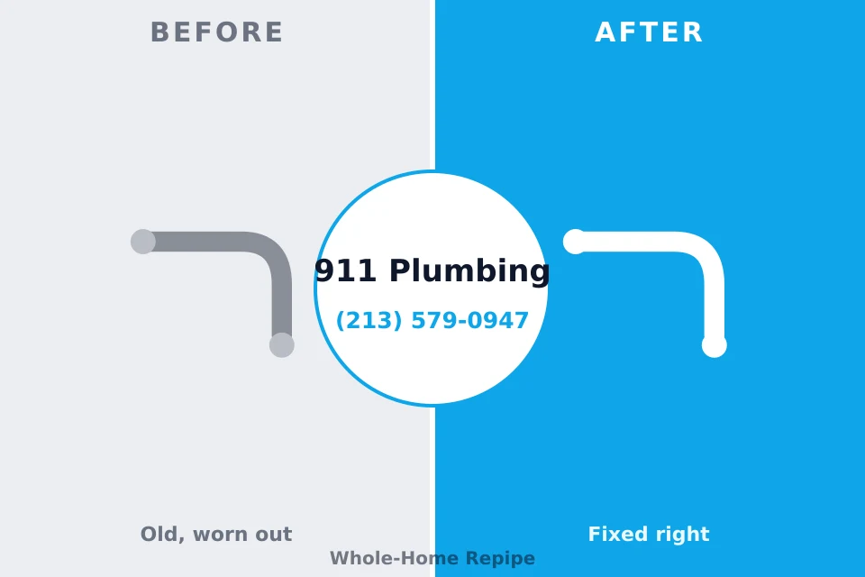 Before and after: plumbing repair Iola, WI